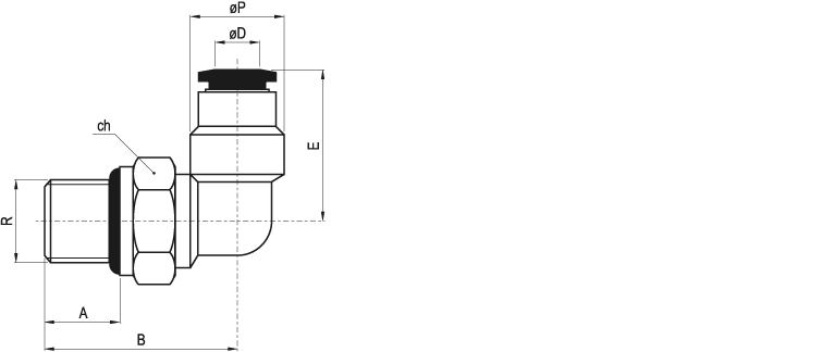 AZL-G 8 1/2 - Raccordo a L orientabile maschio cilindrico
