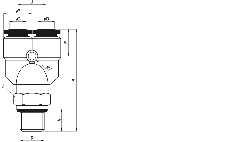 AZWT-G 10 3/8 - Raccordo a Y orientabile maschio cilindrico