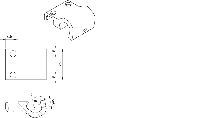 Staffa per montaggio sensori RS e SH su cilindri con tubo tondo e tiranti ø32; 40; 50; 63