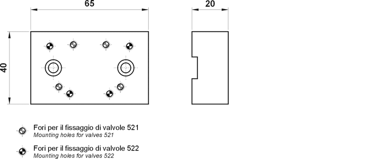 Kit piastrina di connessione per valvole a spola 1/8" e 1/4" su cilindro ISO 15552 serie N