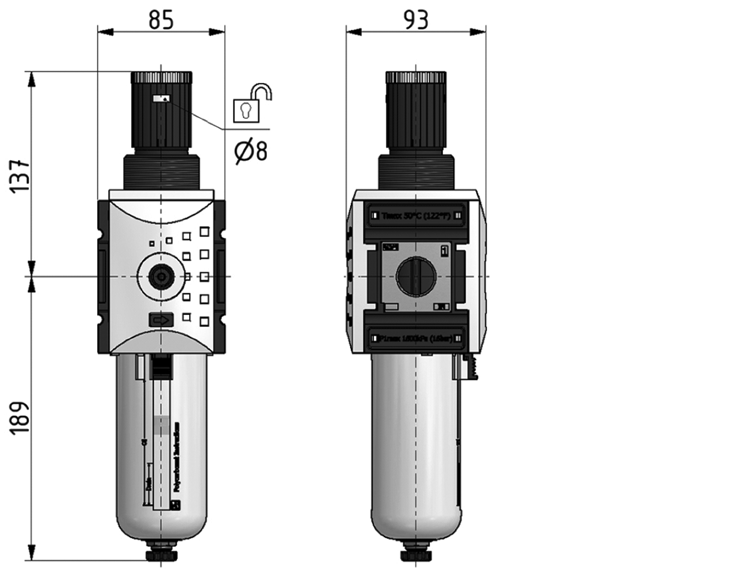 Filtroregolatore G1", elemento filtrante 5µ, scarico automatico della condensa