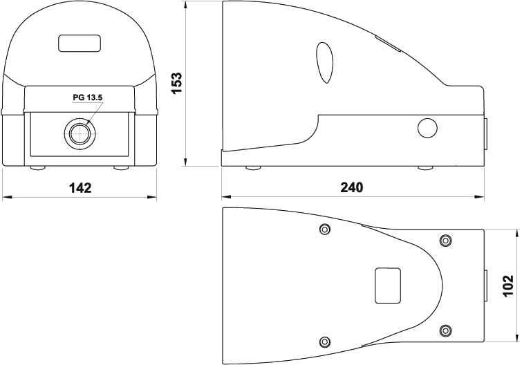 Pedale 5/2 tubo ø4 - monostabile con protezione e fermo di sicurezza, valvola arretrata