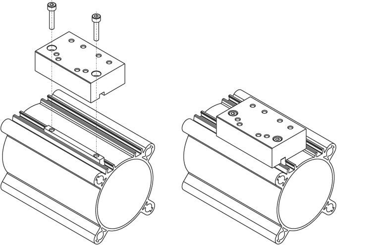Kit piastrina di connessione per valvole a spola 1/8" e 1/4" su cilindro ISO 15552 serie E
