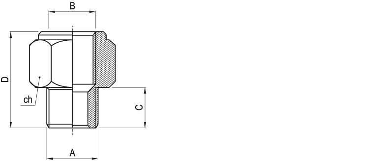 RC050 M5 1/8 - Maggiorazione maschio-femmina cilindrica