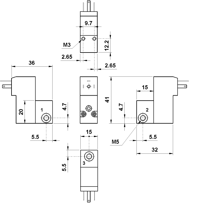 Base 1 posizione per elettropilota 15 mm elettropilota non compreso